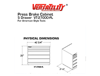 Physical Dimensions for 4, 5-Drawer Press Brake Tool Cabinet 