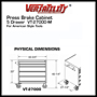 Physical Dimensions for 4, 5-Drawer Press Brake Tool Cabinet 