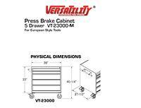 Physical Dimensions for 5-Drawer Press Brake Tool Cabinet 